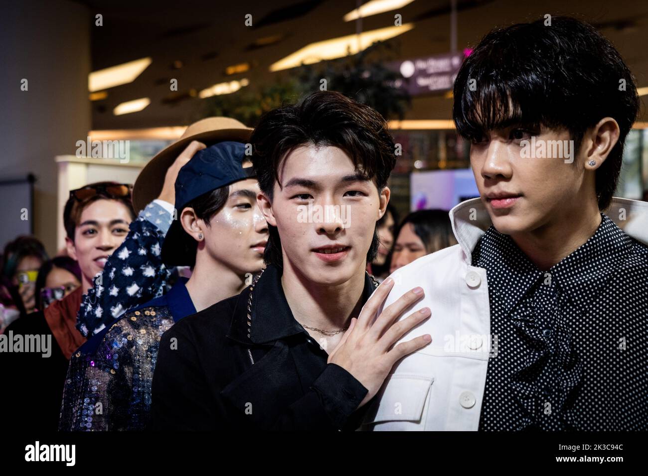 Members of the T-Pop (Thailand Pop) band PROXIE pose for a photo ...