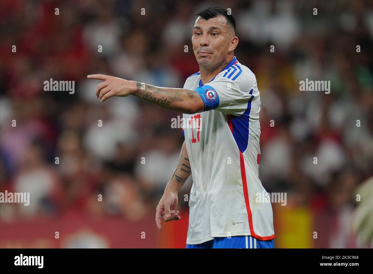 Gary Medel of Chile during the international friendly match between Morocco and Chile played at RCDE Stadium on September 23, 2022 in Barcelona, Spain. (Photo by Bagu Blanco / PRESSIN) Stock Photo