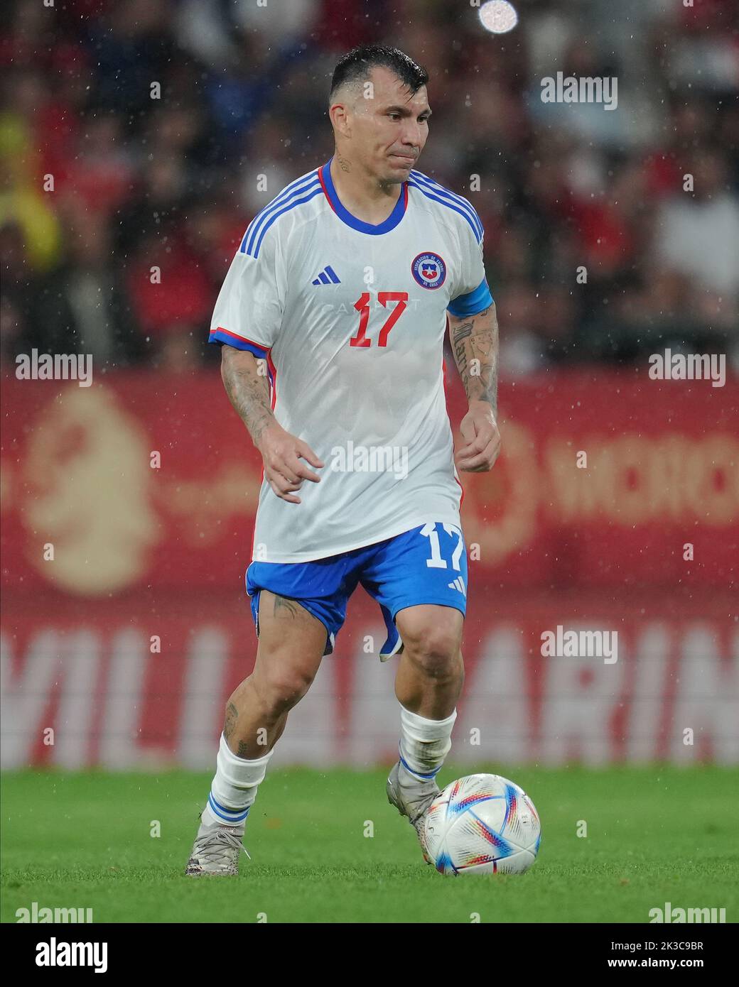 Gary Medel of Chile during the international friendly match between Morocco and Chile played at RCDE Stadium on September 23, 2022 in Barcelona, Spain. (Photo by Bagu Blanco / PRESSIN) Stock Photo