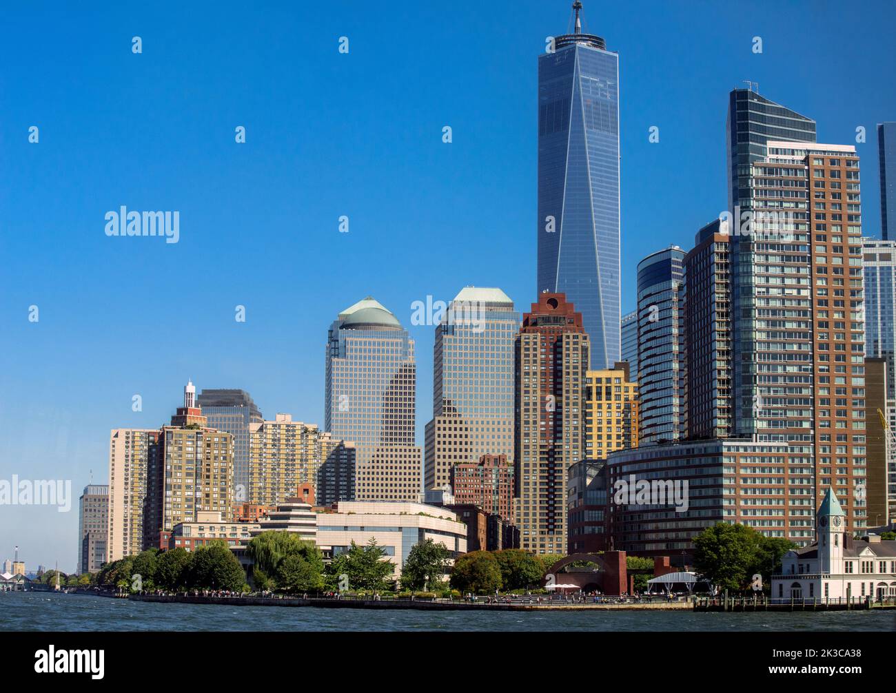 One World Trade Center in Lower Manhattan, New York City was completed in 2013 and opened in 2014 Stock Photo