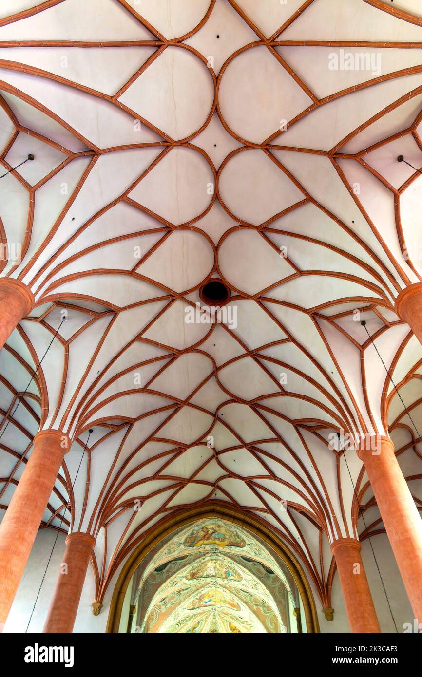 Decorated ceiling of the Jakobskirche, Villach, Austria, Stock Photo