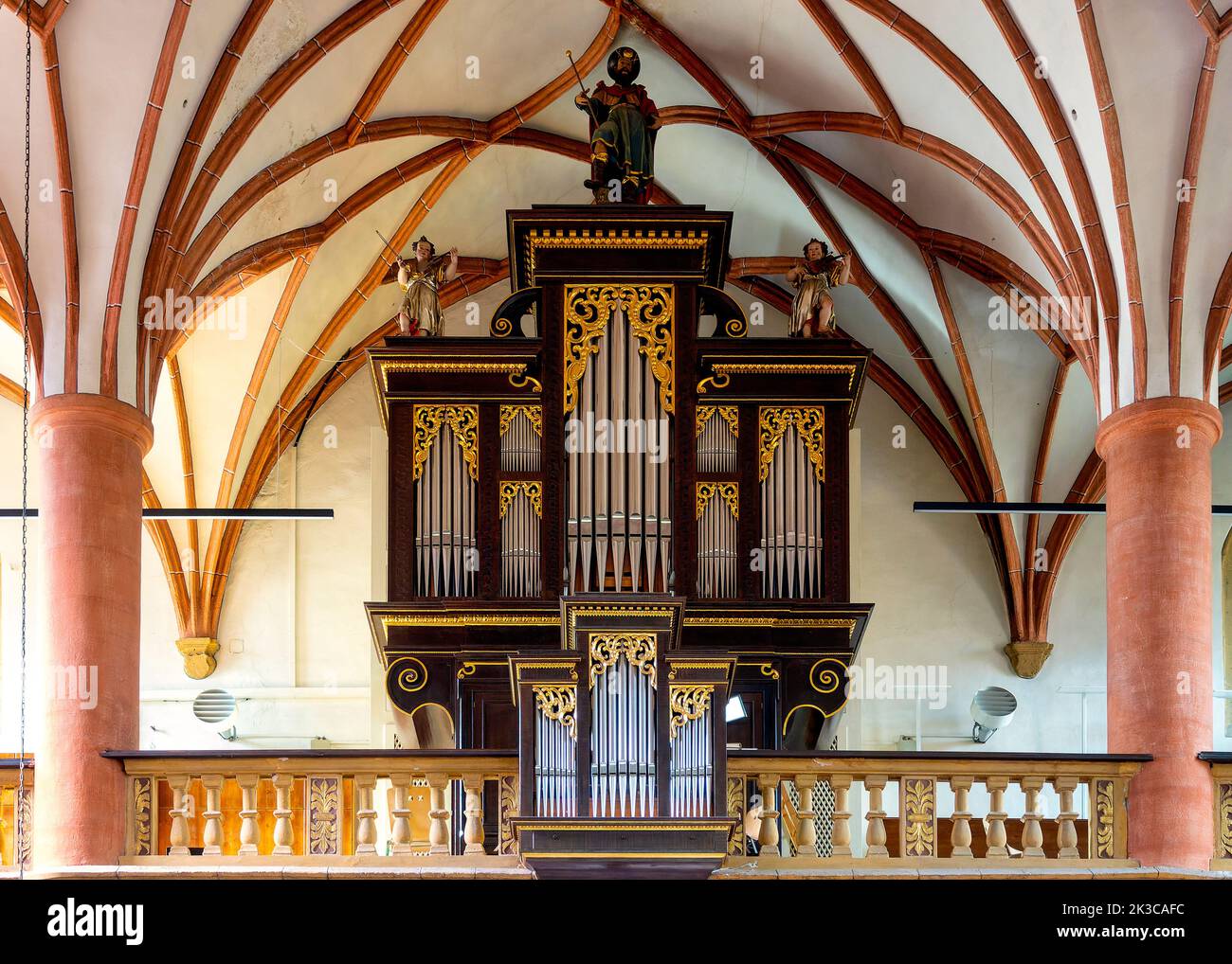 Baroque organ of the Jakobskirche, Villach, Austria, Stock Photo