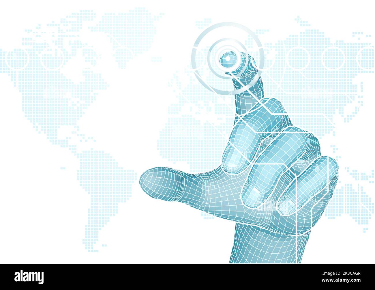 Hand Selecting 3D World Technology Concept Stock Vector