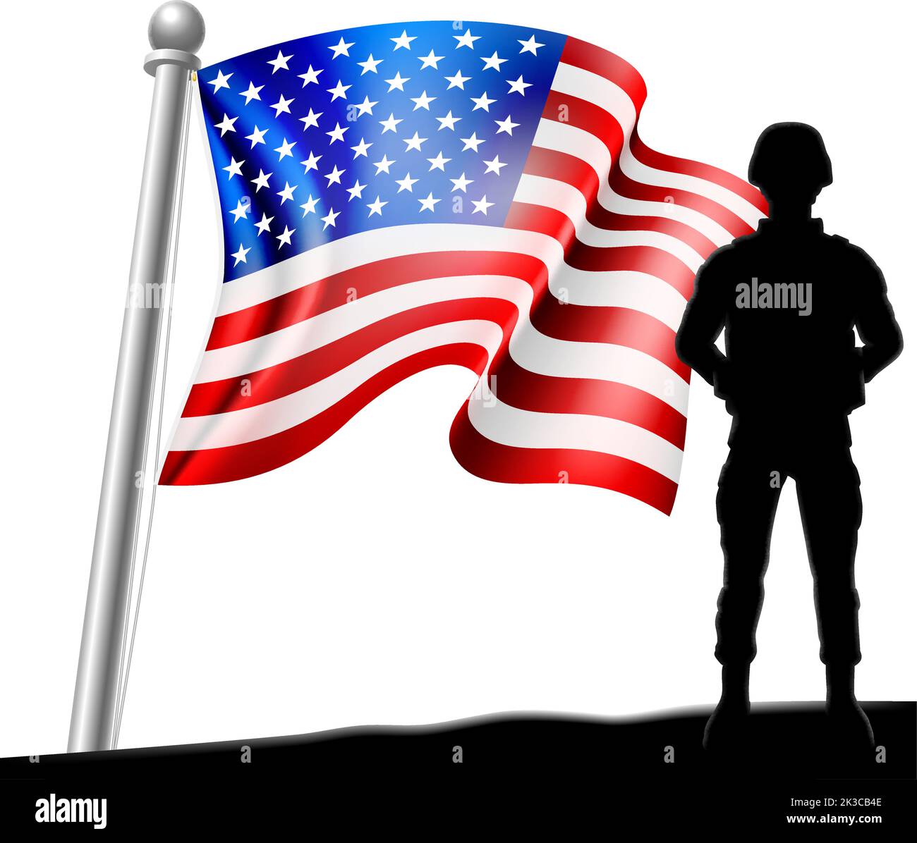 Patriotic Soldier American Flag Background Concept Stock Vector