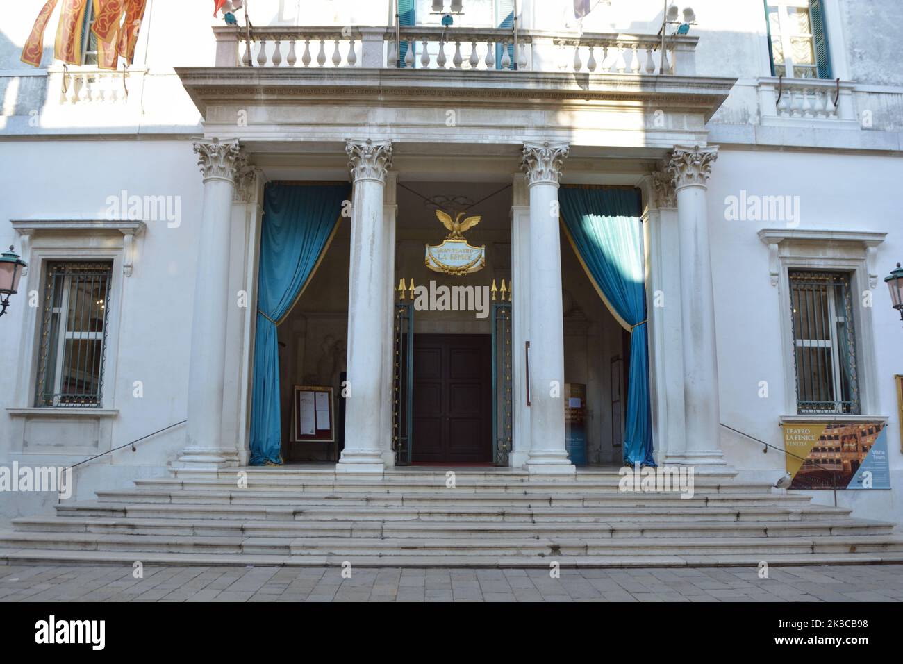 Exterior of famous Gran Teatro La Fenice Phoenix, 1776 - famous opera house in Venice, Italy. Stock Photo