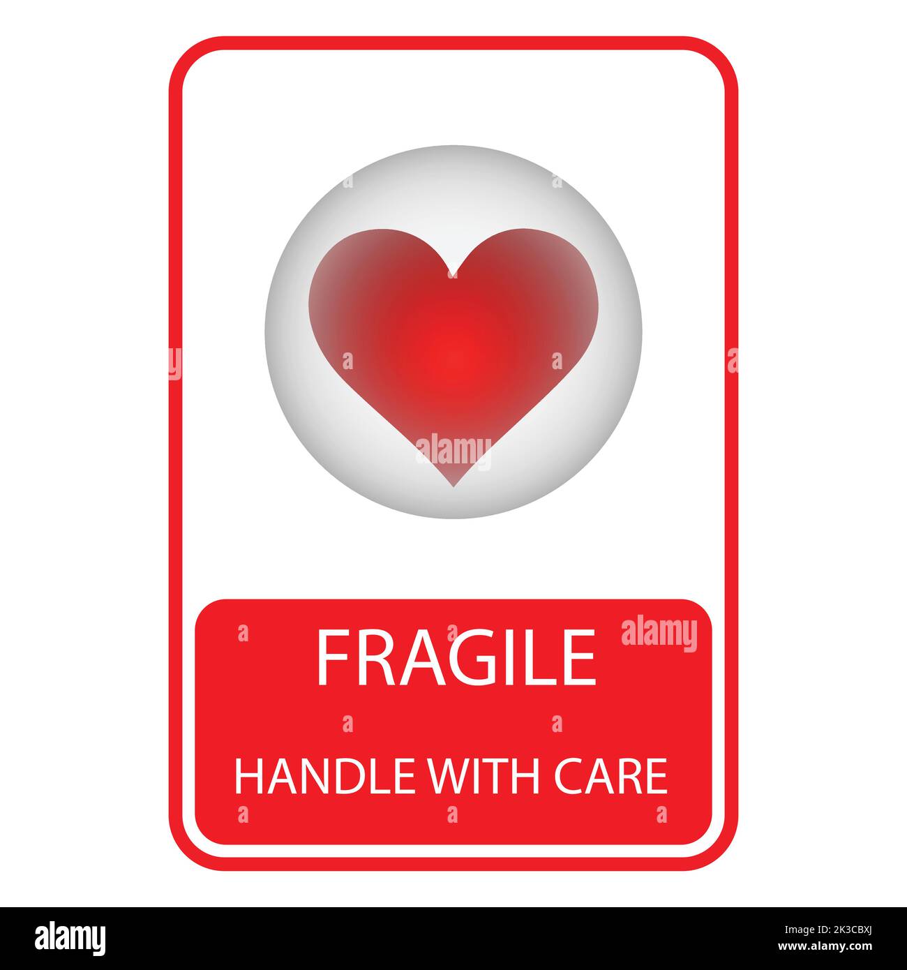 Heart symbol in a globe with the text fragile handle with care Stock Vector