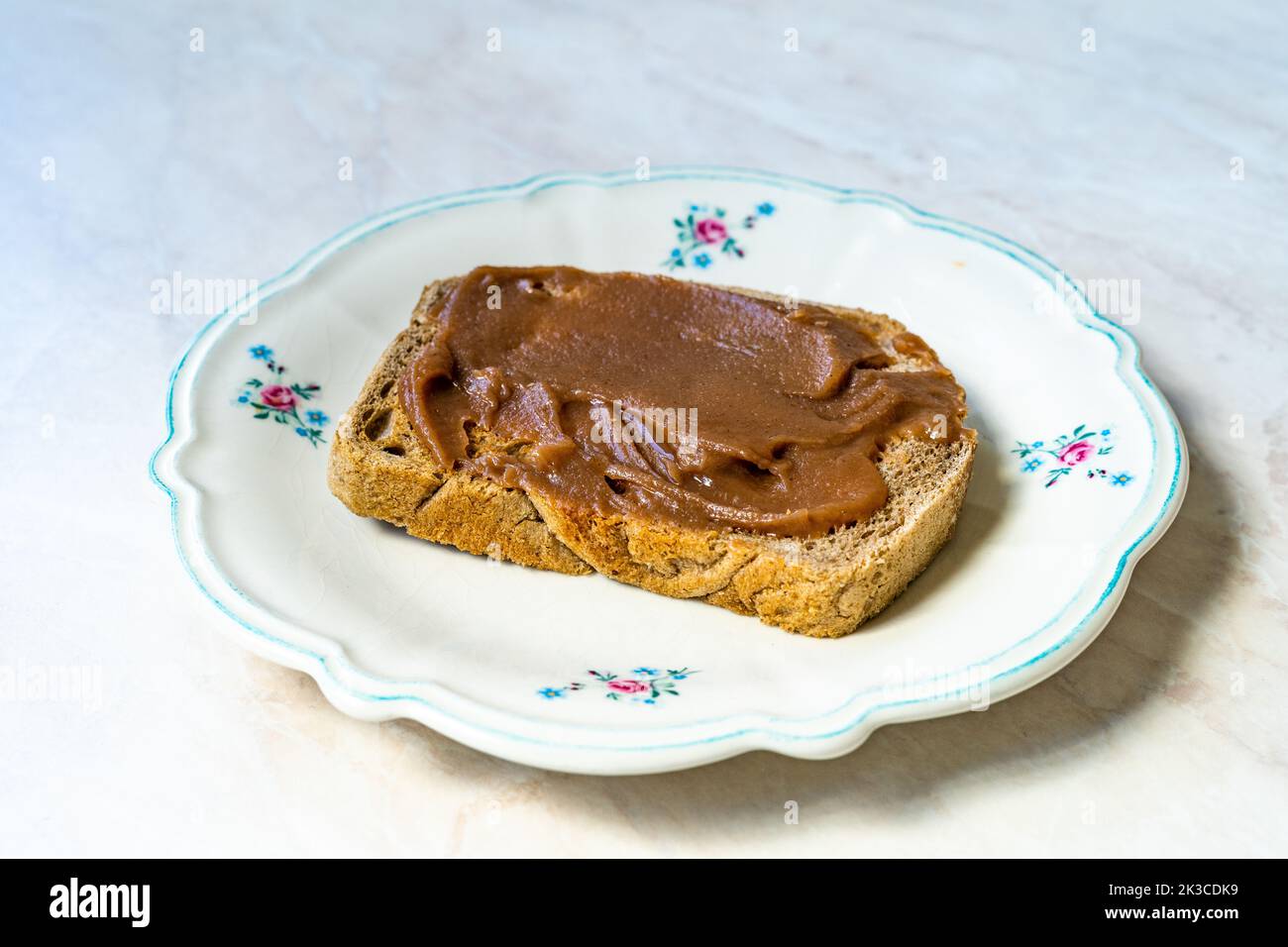 Chestnut Spread Paste with Toast Bread Slice. Creme de Marrons. Ready ...