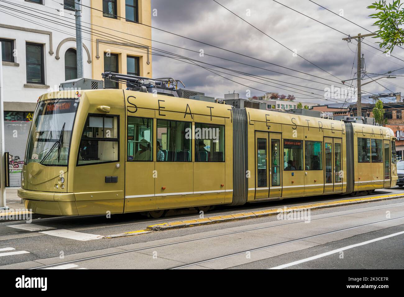 Seattle streetcar in Capitol Hill district, Seattle, Washington, USA Stock Photo
