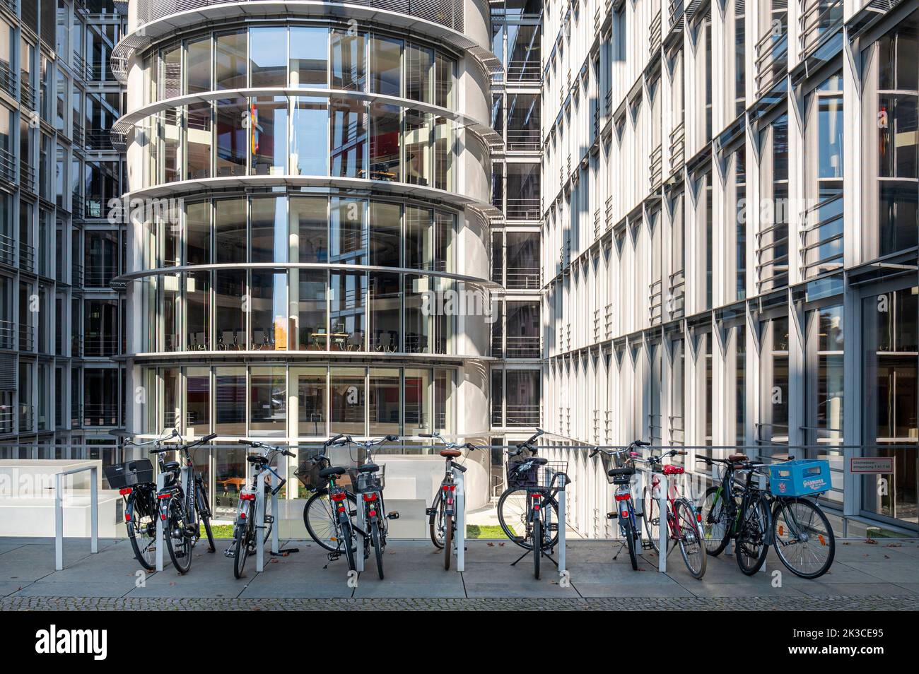 Bicycles Parked In Front Of The Offices At Paul-Löbe-Haus, Berlin, Germany Stock Photo