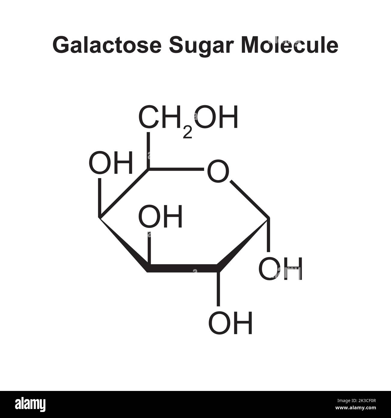Chemical Illustration of Galactose Sugar Molecule. Vector Illustration. Stock Vector