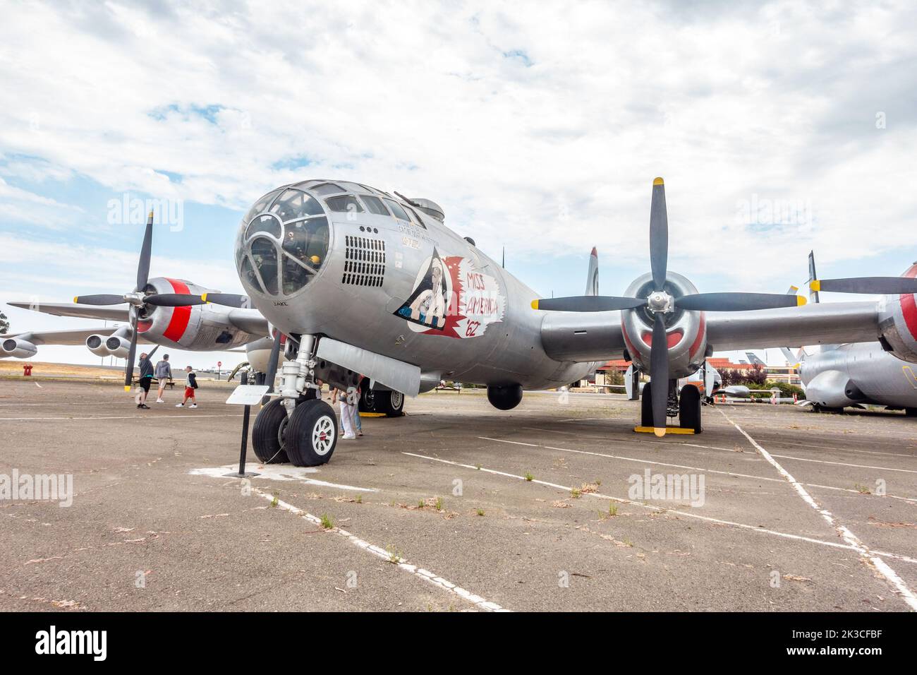 A Boeing B-29 Superfortress bomber retired and on display at the air museum at Travis Airbase in California, USA Stock Photo