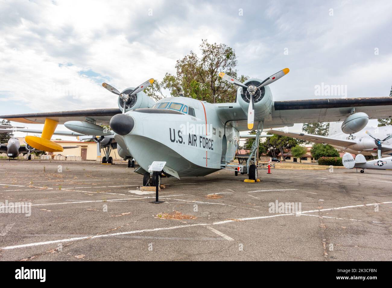 An American Grumman SA-16 Albatross amphibious search and rescue plane on display at The Travis Airforce Base in California, USA Stock Photo