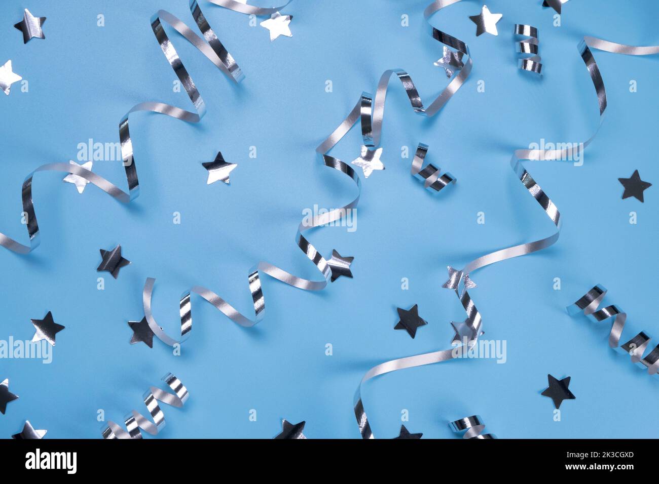 Colorful Shiny Streamers Background Blue And Silver Serpentine Decoration  Serpentine Shiny Glitter Background Carnival Party Serpentine Decoration  With Confetti Flags And Silver Christmas Balls Stock Photo - Download Image  Now - iStock