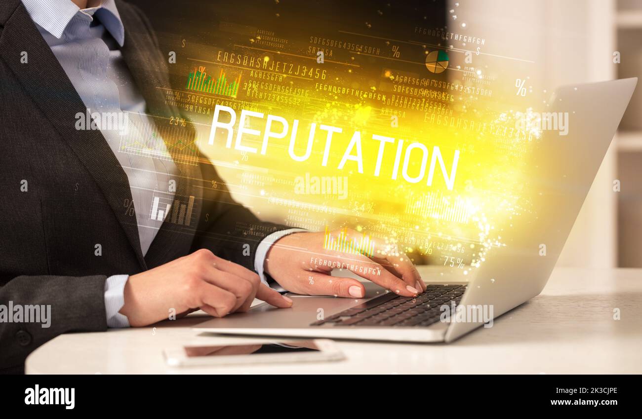 Closeup of businessman hands working on laptop Stock Photo - Alamy