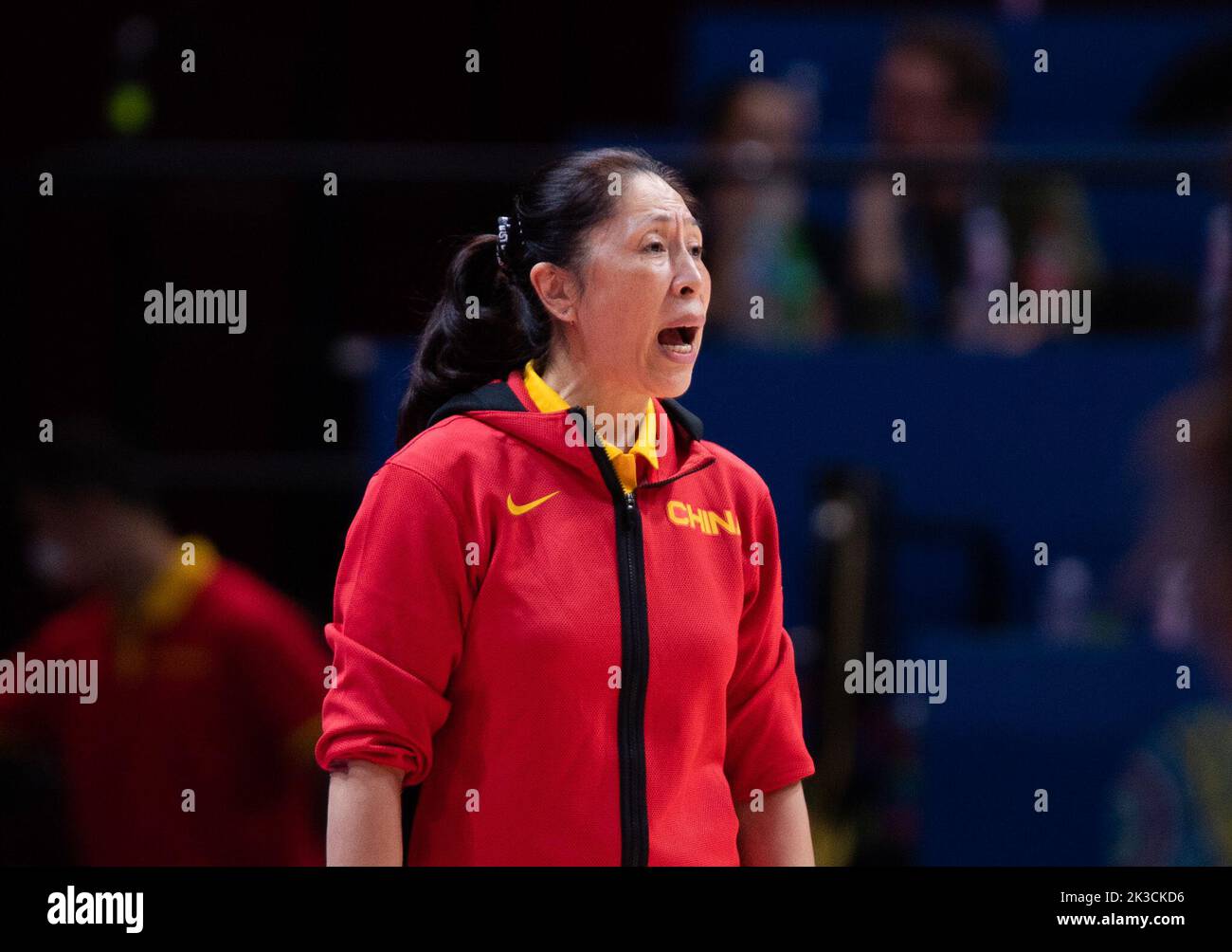 Sydney, Australia. 26th Sep, 2022. Zheng Wei, head coach of China, reacts during a Group A match between China and Puerto Rico at the FIBA Women's Basketball World Cup 2022 in Sydney, Australia, Sept. 26, 2022. Credit: Hu Jingchen/Xinhua/Alamy Live News Stock Photo