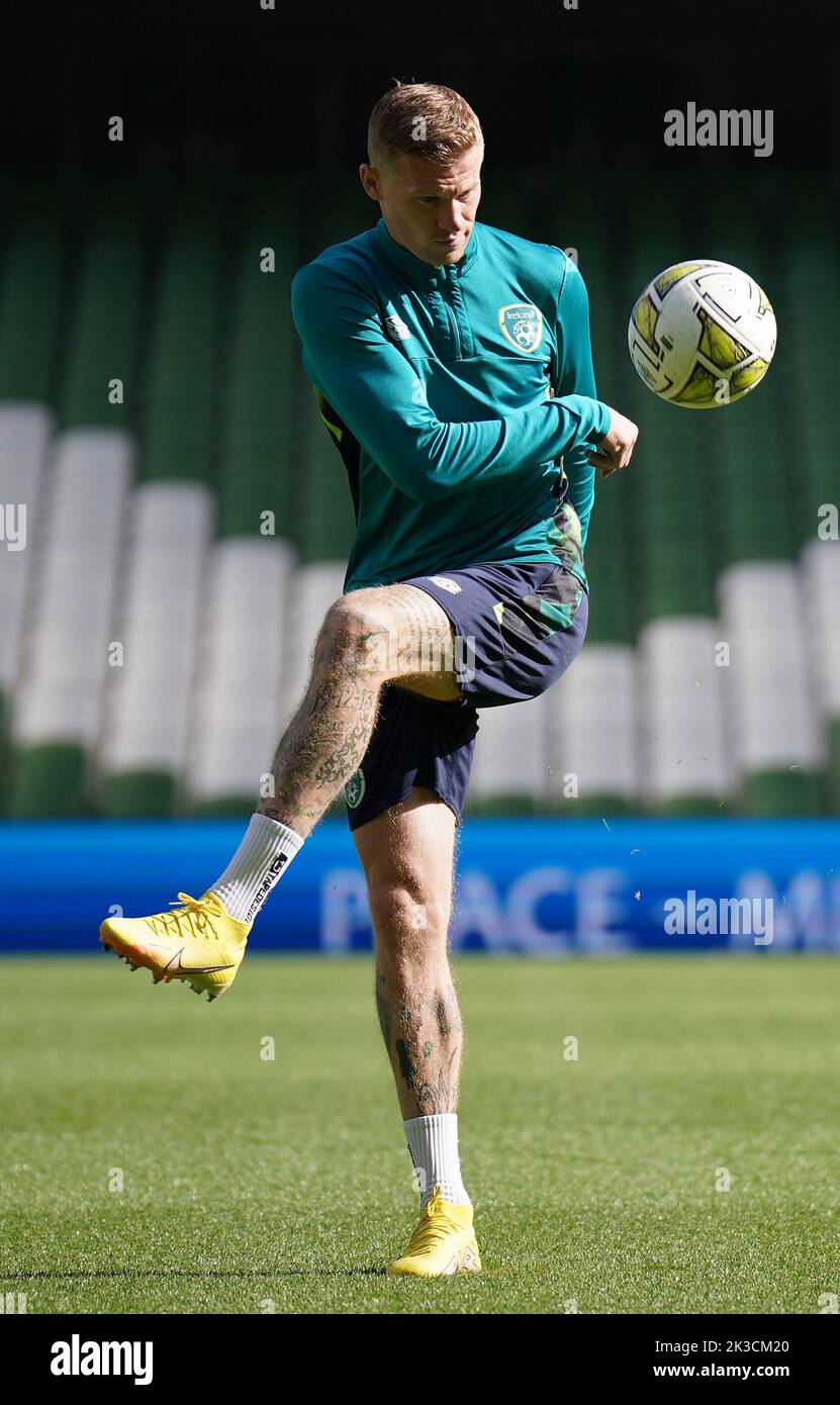 Republic of Ireland's James McClean during a training session at the Aviva Stadium in Dublin, Ireland. Picture date: Monday September 26, 2022. Stock Photo
