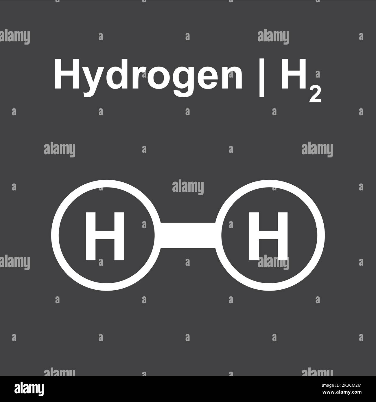 Molecular Model of Hydrogen (H2) Molecule. Vector Illustration Stock