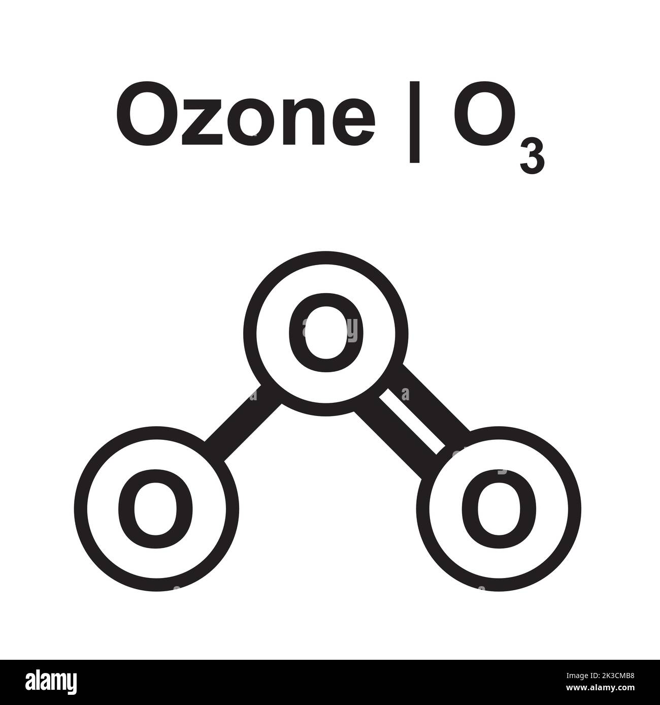 Molecular Model of Ozone (O3) Molecule. Vector Illustration. Stock Vector