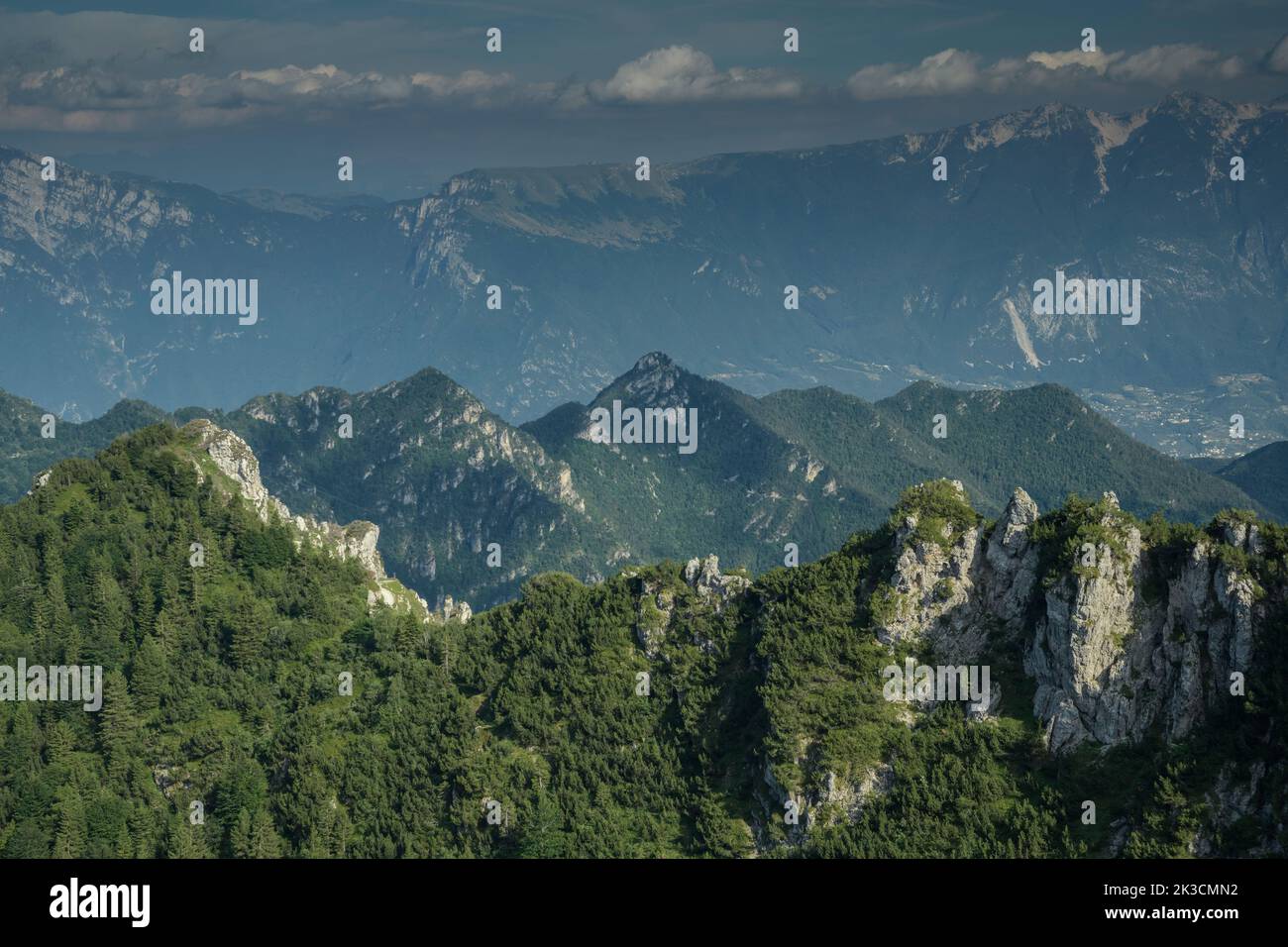 High Wooded Ridge Example Wooded limestone ridges between Monte Tremalzo and Lake Garda, with ...