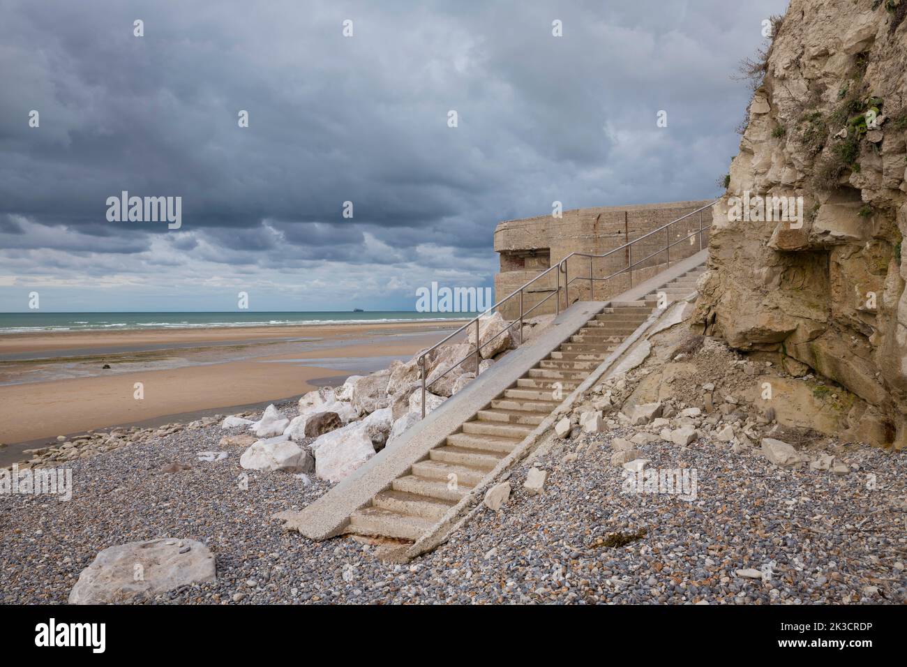 part of the old bunkers from the second world war on the beach of cap blanc nez in franrkijk Stock Photo
