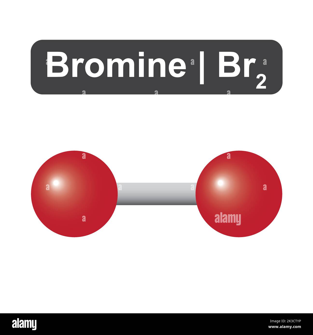 Molecular Model of Bromine (Br2) Molecule. Vector Illustration Stock