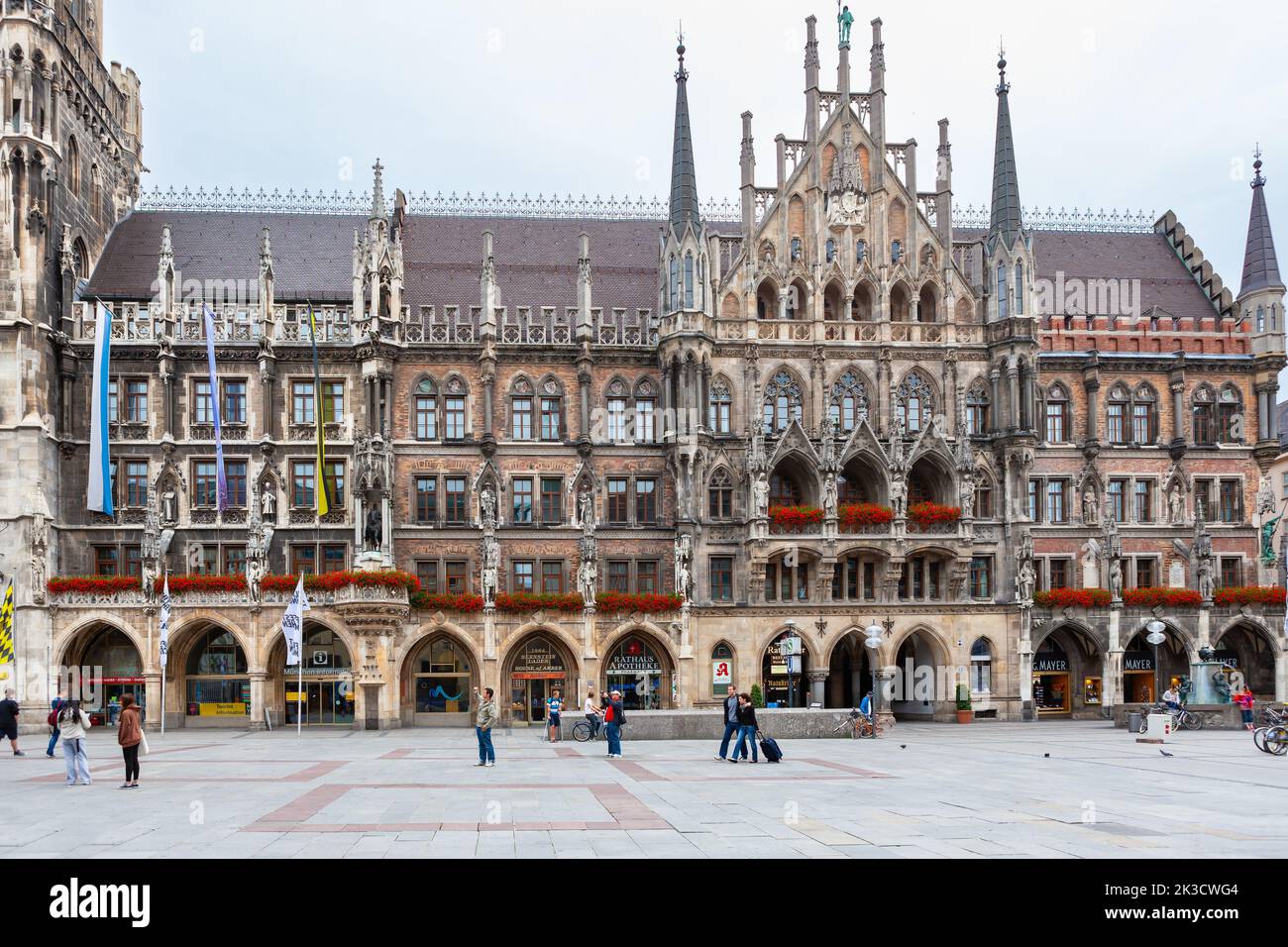 Munich, Germany - July 4, 2011 : Marienplatz and Neues Rathaus. Mary's Square with the neo-Gothic New Town Hall Stock Photo