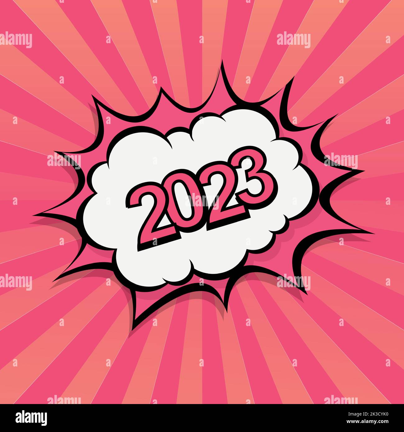 Colorful Web Template Comic Zoom New Year 2023 - Vector illustration Stock Vector