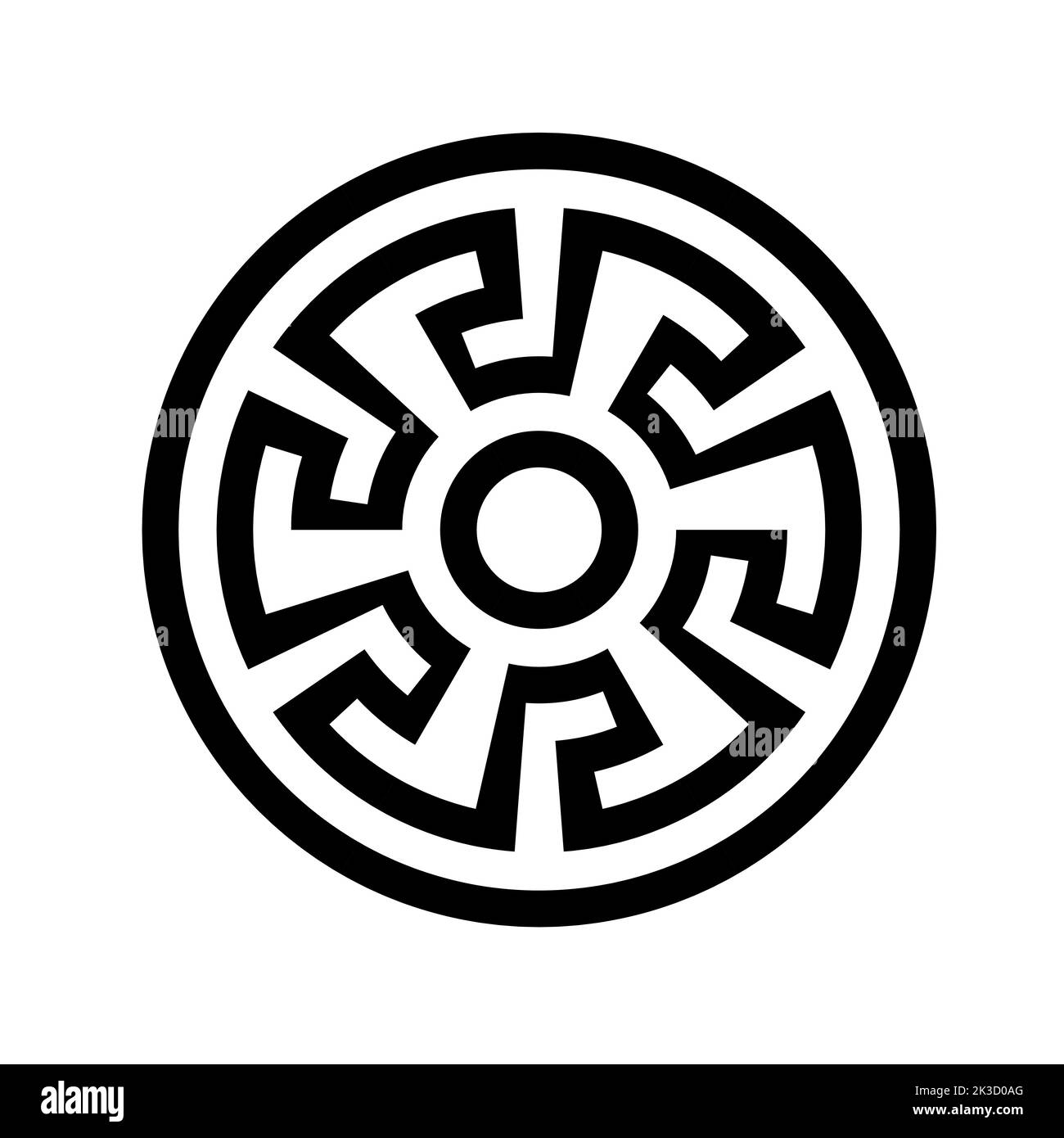 Ancient Greek key black symbol, round logo from Greece Stock Vector