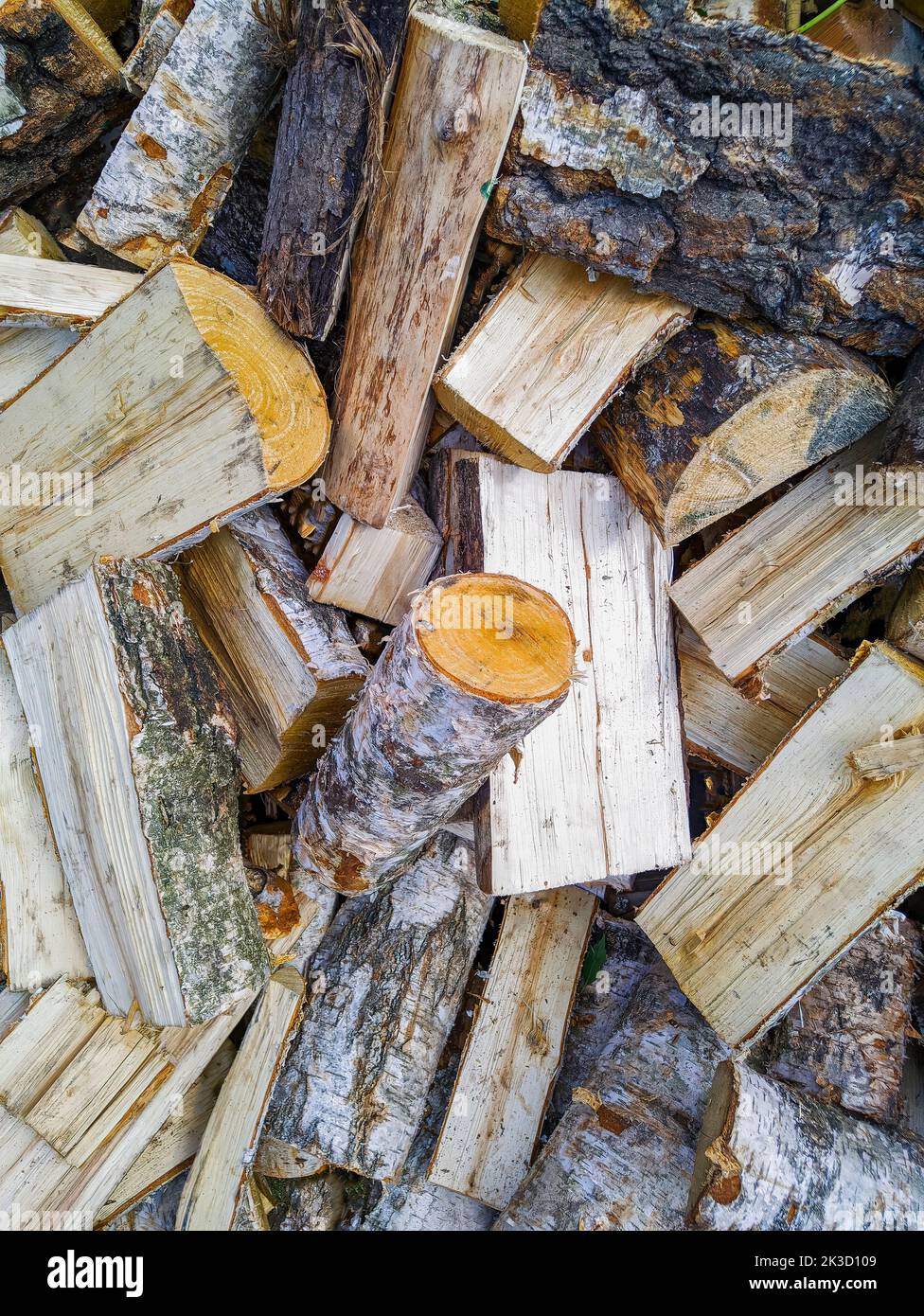 firewood birch pieces Stock Photo Alamy