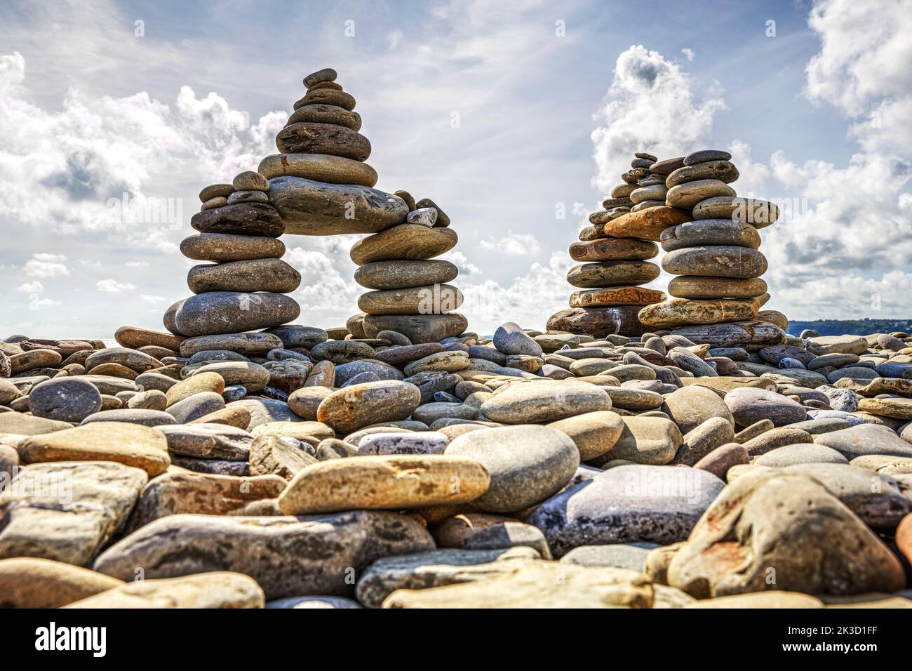 Rock Cairns, Amroth, Wales Cairns are manmade rock piles that are used