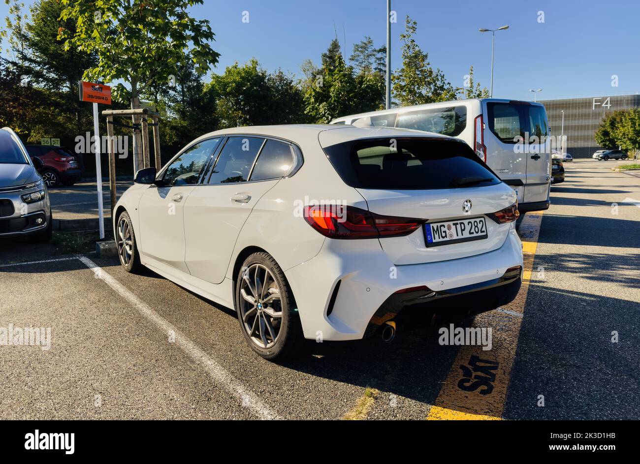 Basel, Switzerland Sep 22, 2022 BMW german car in parking with Sixt