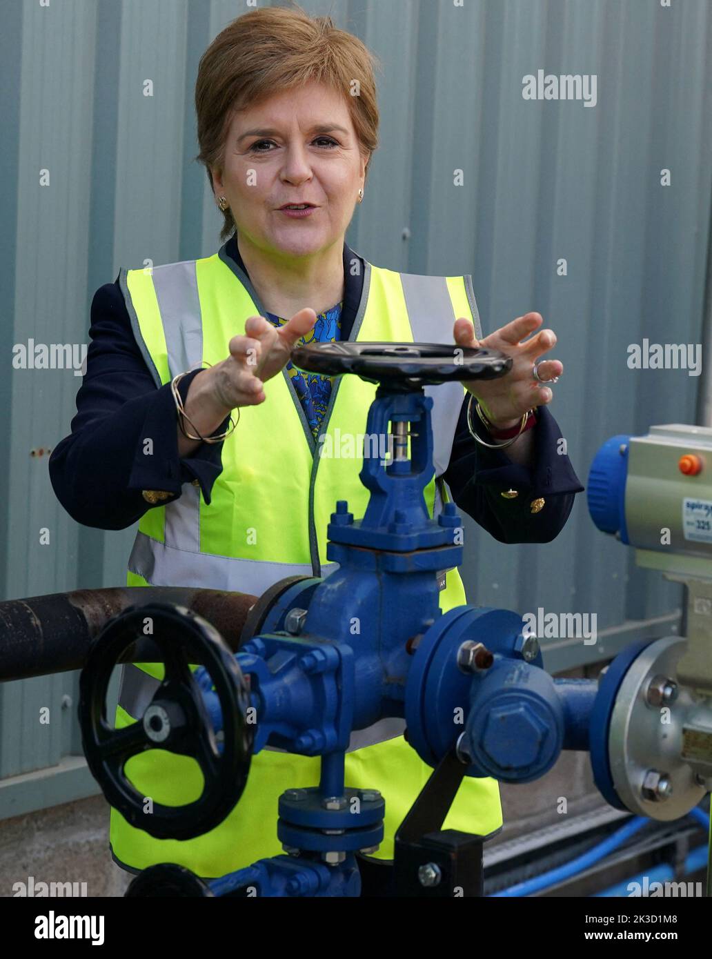 First Minister Nicola Sturgeon views the decarbonised heat network during a visit to Graham's The Family Dairy in Bridge of Allan, to mark the start of Scotland's Climate Week, as she announces funding to help companies decarbonise, in Stirling, Scotland Picture date: Monday September 26, 2022. PA Photo. Photo credit should read: Andrew Milligan/Pool via REUTERS Stock Photo