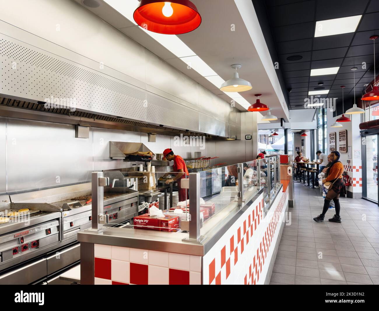 Paris, France Sep 21, 2022 Perspective view over Five Guys American
