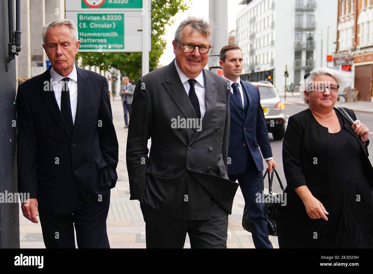 The Earl Marshal, the Duke of Norfolk (centre), at Lavender Hill Magistrates' Court, London, where he pleaded guilty to using his mobile phone while driving. Edward Fitzalan-Howard was stopped by police on April 7 after officers spotted him using the device as his BMW cut across their vehicle after going through a red light in Battersea, south-west London. Picture date: Monday September 26, 2022. Stock Photo