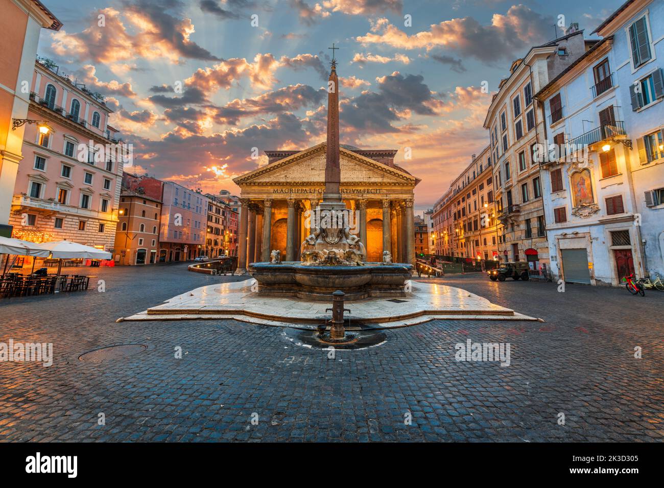 Rome, Italy at The Pantheon, an ancient Roman Temple dating from the 2nd century. Stock Photo