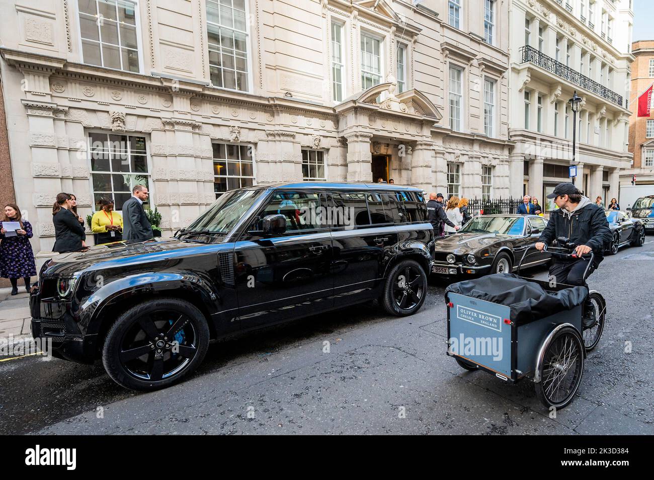 London, UK. 26 Sep 2022. No Time To Die vehicles including a 1981 Aston Martin V8 (estimate: £500,000-700,000), an Aston Martin DBS Superleggera sold to benefit The Royal Foundation of The Duke and Duchess of Cambridge (estimate: £300,000-400,000) and a Land Rover Defender 110 to benefit the British Red Cross (estimate: £300,000-500,000) - To mark the 60th anniversary of the James Bond films, Christie's and EON Productions are holding a charity sale, Sixty Years of James Bond including a total of 60 lots. Credit: Guy Bell/Alamy Live News Stock Photo