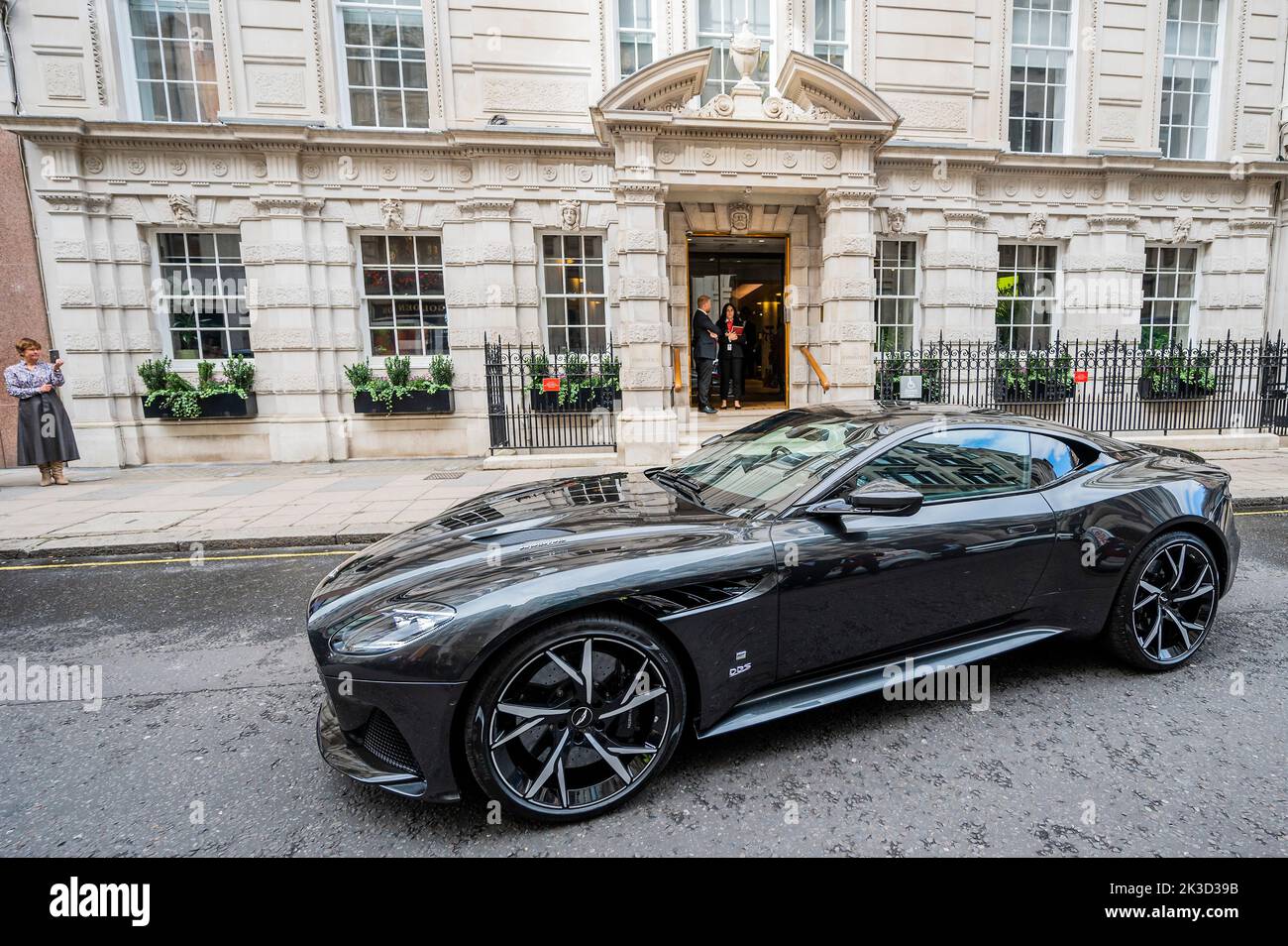 London, UK. 26 Sep 2022. No Time To Die vehicles including an Aston Martin DBS Superleggera sold to benefit The Royal Foundation of The Duke and Duchess of Cambridge (estimate: £300,000-400,000) - To mark the 60th anniversary of the James Bond films, Christie's and EON Productions are holding a charity sale, Sixty Years of James Bond including a total of 60 lots. The live sale (28th Sept) comprises vehicles, watches, costumes and props associated with the 25th film No Time To Die six lots offered celebrating each of the six James Bonds. Credit: Guy Bell/Alamy Live News Stock Photo