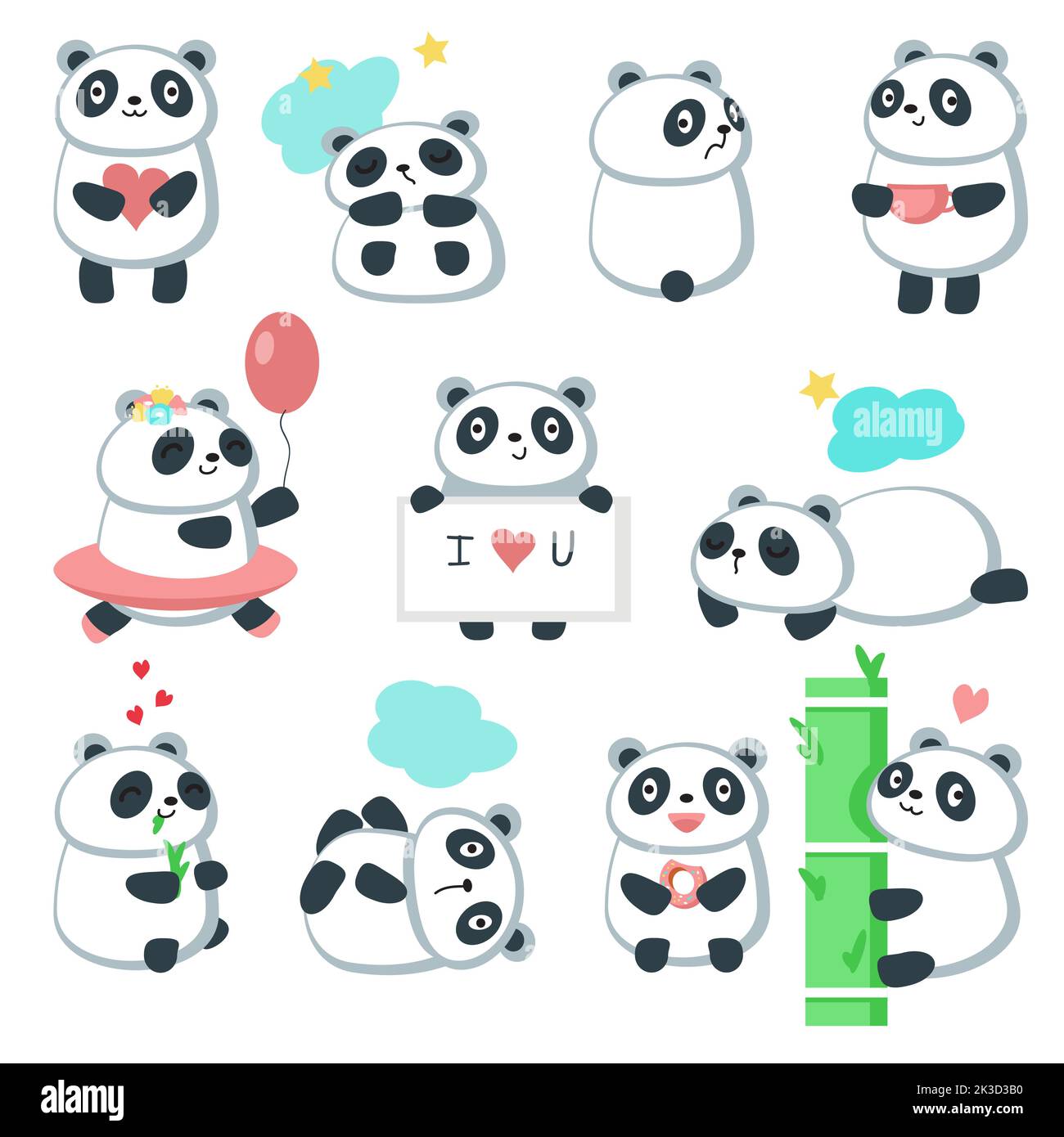 Kawaii Cute Panda With Heart - Panda - Sticker