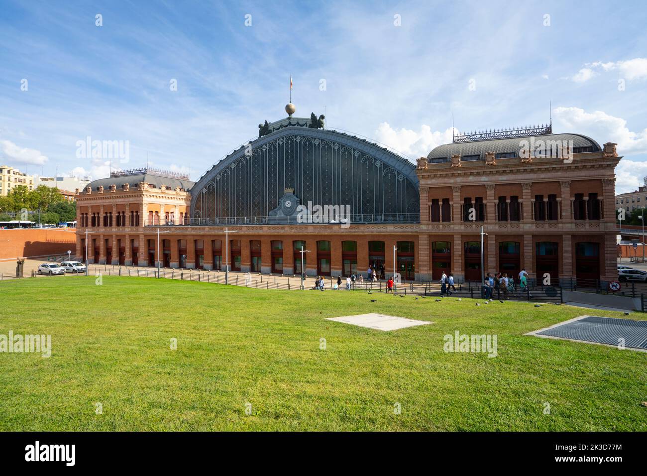 Madrid, Spain, September 2022.  the external view of the Atocha railway station building in the city center Stock Photo