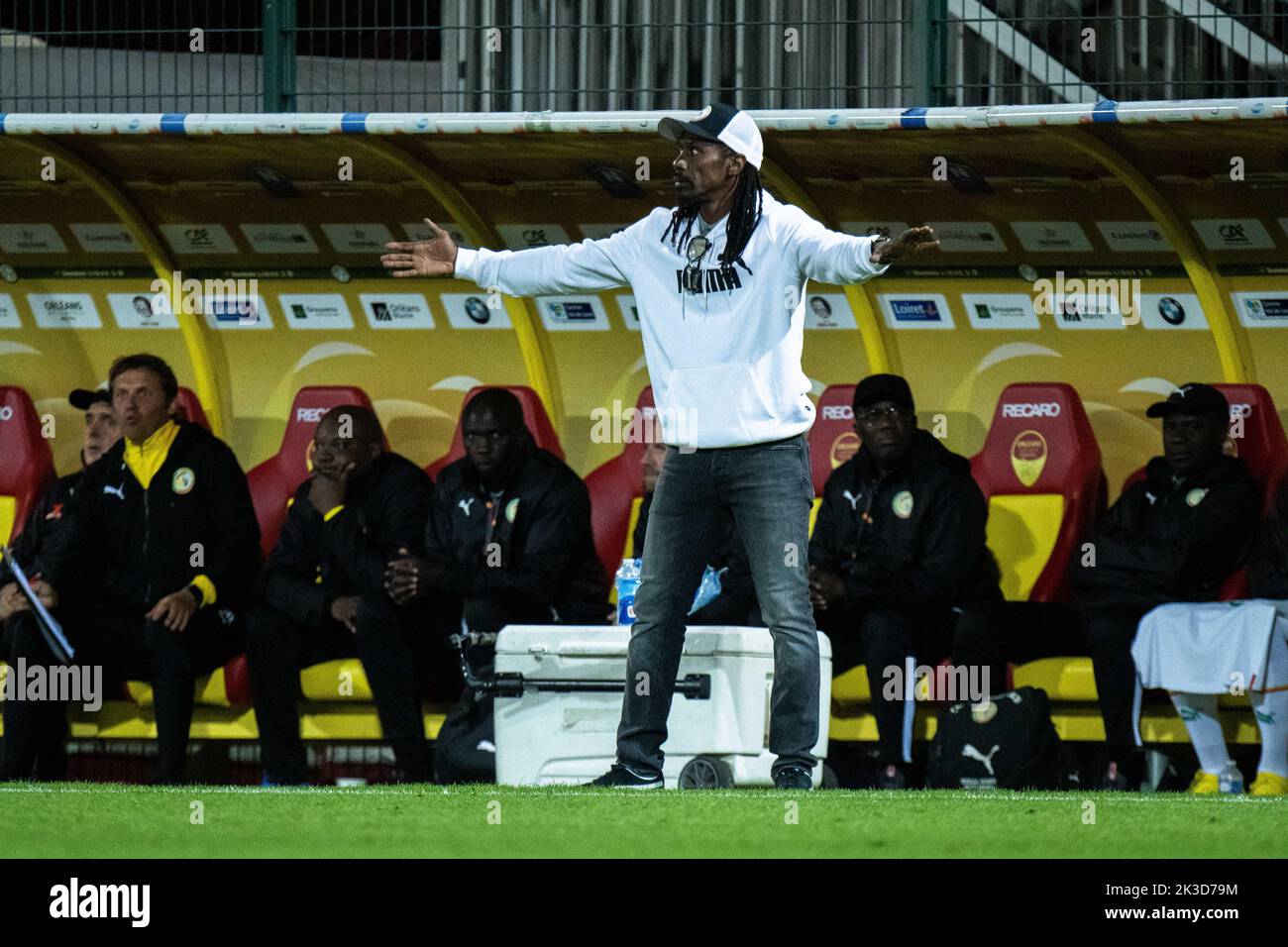 ORLEANS, FRANCE - SEPTEMBER 24: coach Aliou Cisse of Senegal during the international friendly match between Senegal and Bolivia at OmnisportÕs Stadiu Stock Photo
