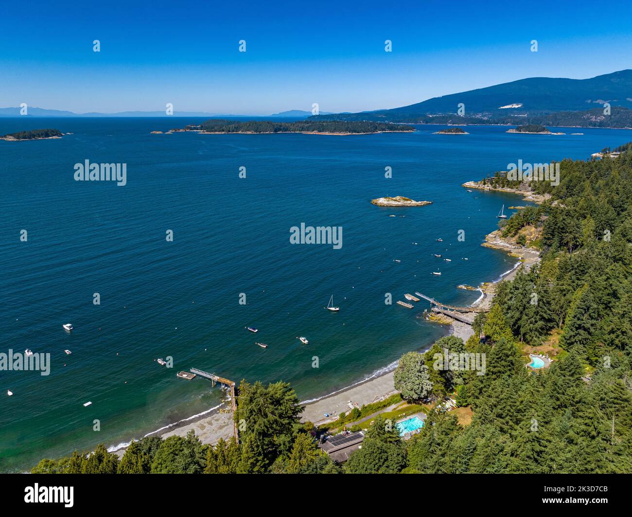Snug Cove, Bowen Island, British Columbia, Canada. Aerial view of