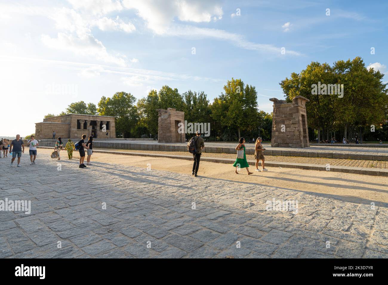Madrid, Spain, September 2022.  panoramic view of the Egyptian temple of Debod in the city center Stock Photo
