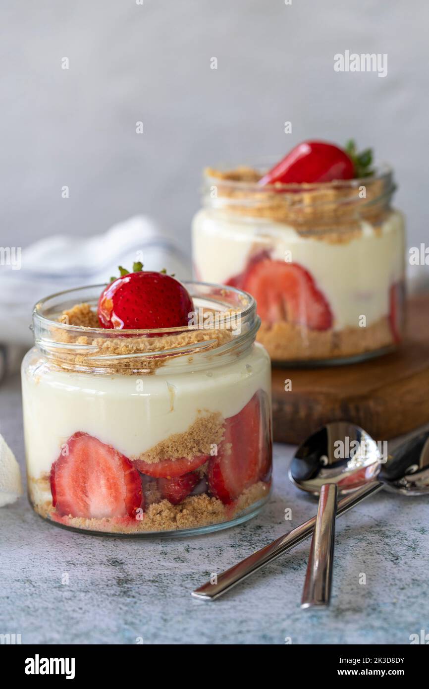 Strawberry magnolia dessert. Bakery products. Magnolia dessert on gray