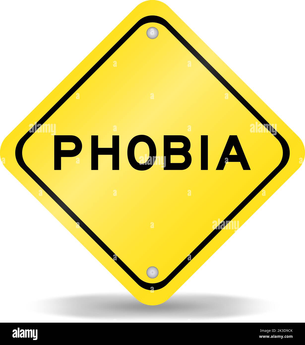 Yellow color transportation sign with word phobia on white background Stock Vector