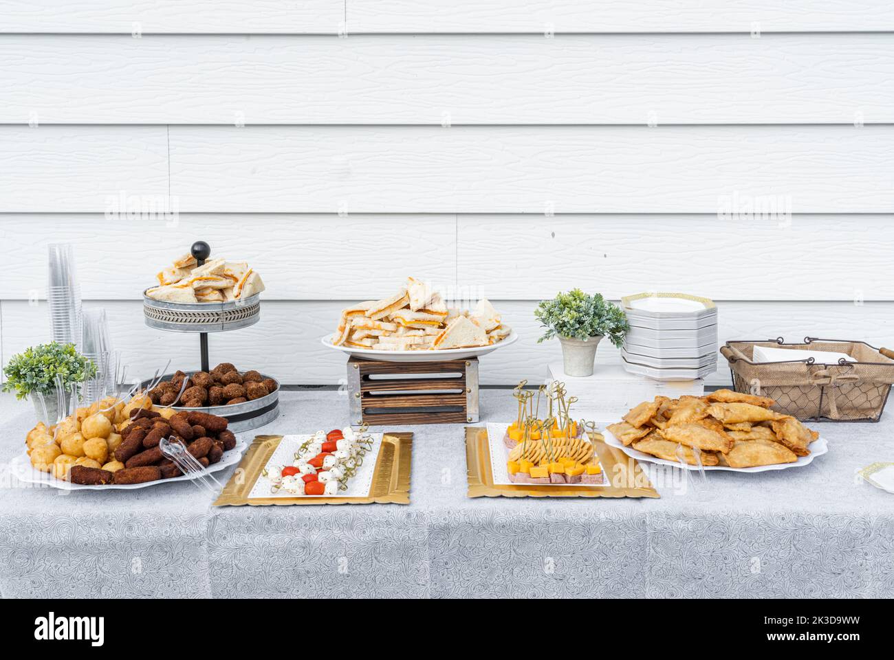 Dominican Influenced Appetizers served on the Table. Stock Photo