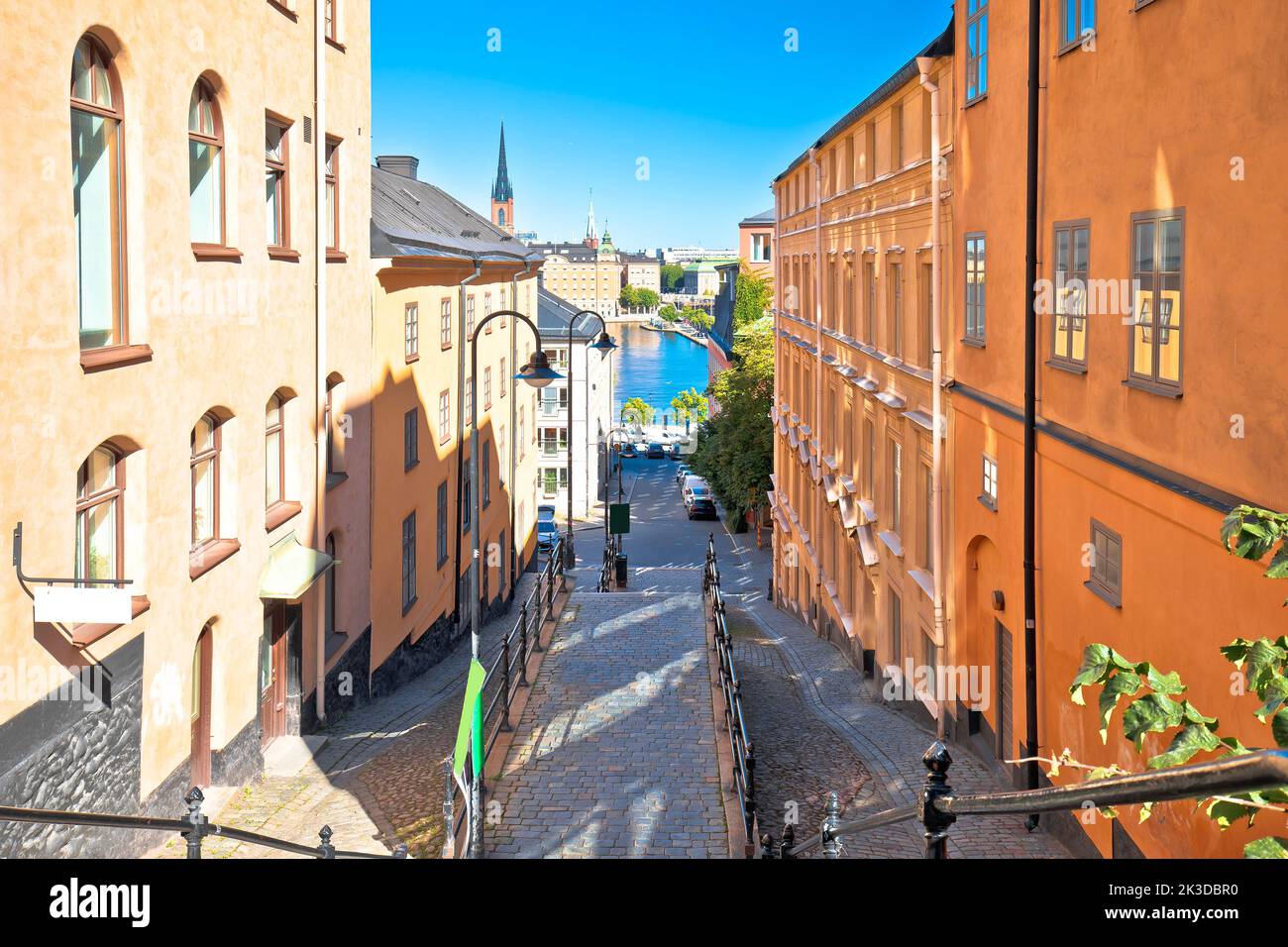 Pustegrand stairs in Stockholm scenic city street view, capital of Sweden Stock Photo