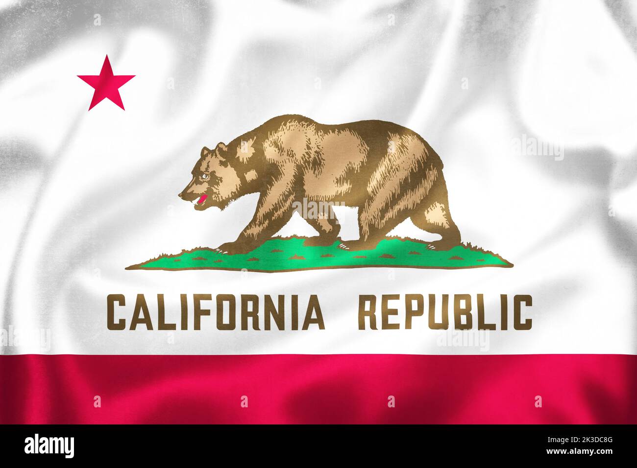 Grunge 3D illustration of California state of USA flag, concept of California Stock Photo