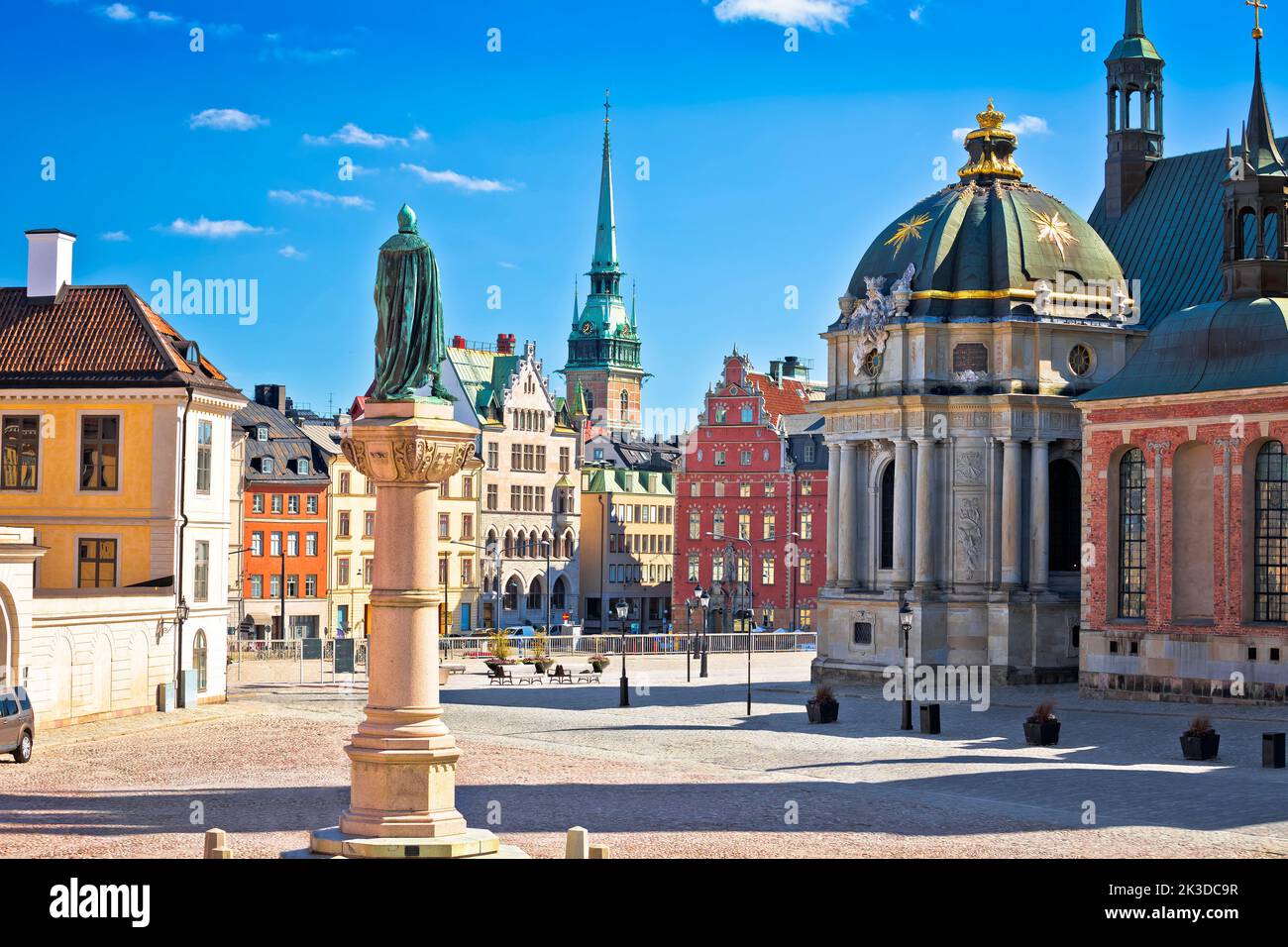 Stockholm city center historic architecture view, Riddarholmen square, capital of Sweden Stock Photo
