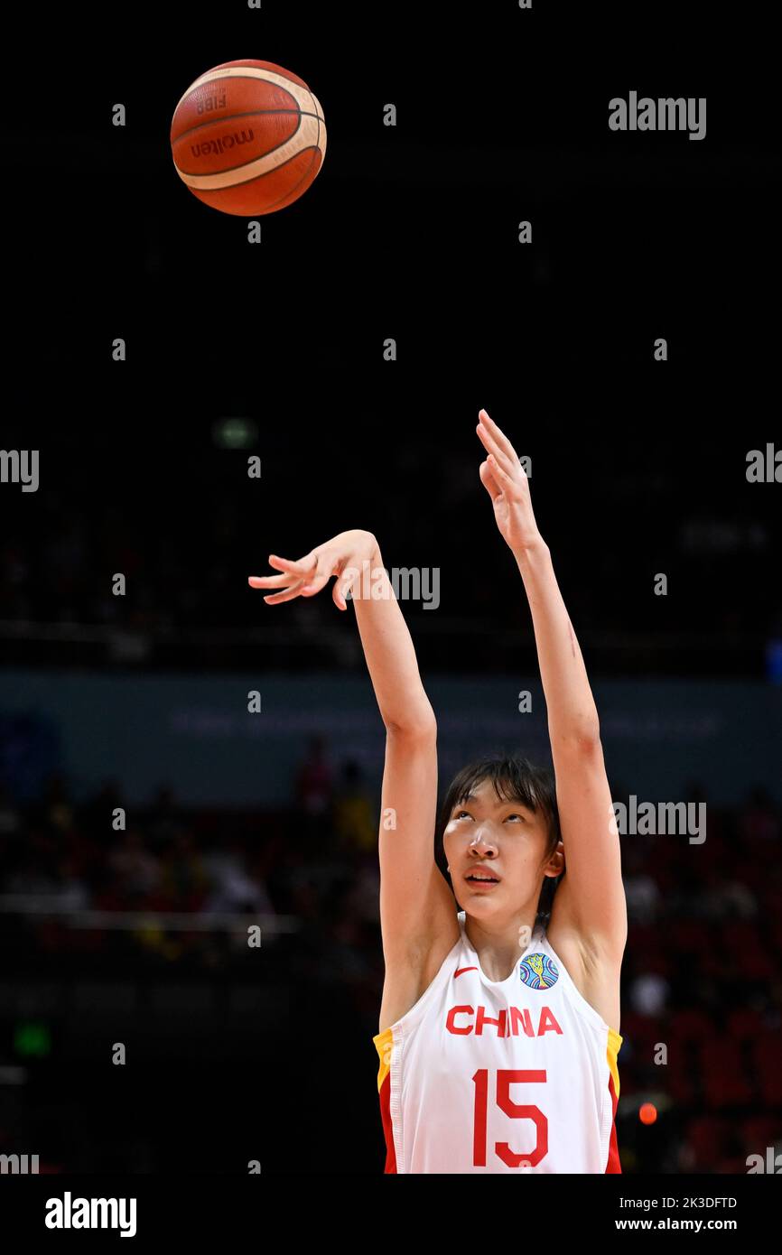 26th September 2022;  Sydney, Homebush, New South Wales, Australia, Women's World Cup Basketball, China versus Puerto Rico; Xu Han of China takes a free throw Stock Photo