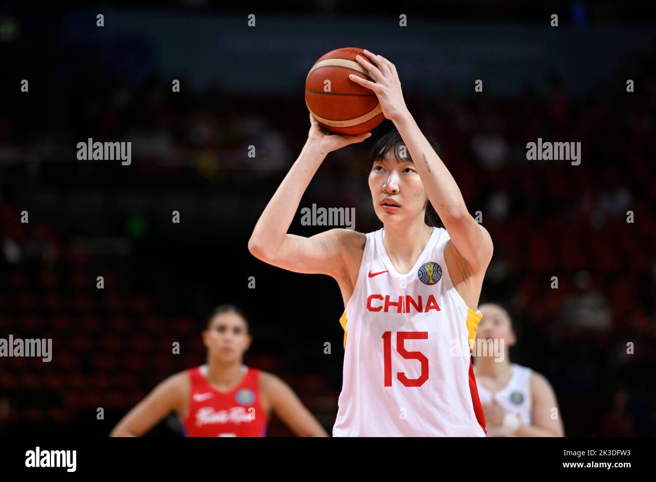 26th September 2022;  Sydney, Homebush, New South Wales, Australia, Women's World Cup Basketball, China versus Puerto Rico; Xu Han of China takes a free throw Stock Photo